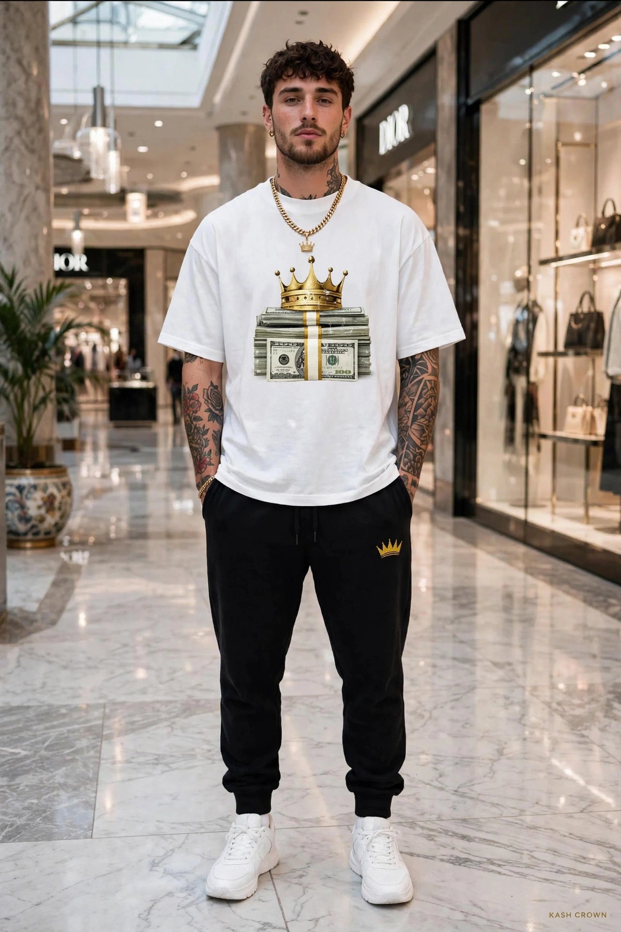 KASH CROWN Crown & Cash Tee — lifestyle photo
