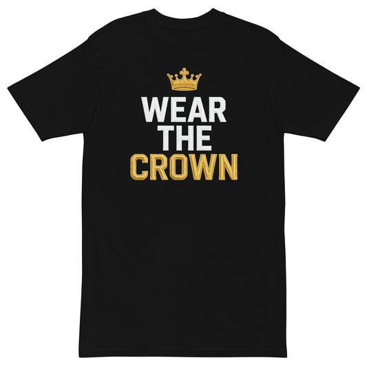 KASH CROWN Wear The Crown Tee — bold high-contrast screen-printed lettering across the chest on heavyweight cotton
