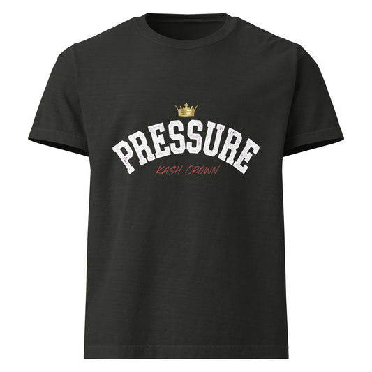 KASH CROWN Pressure Arch Oversized Tee in washed black — front view with the Pressure Arch graphic